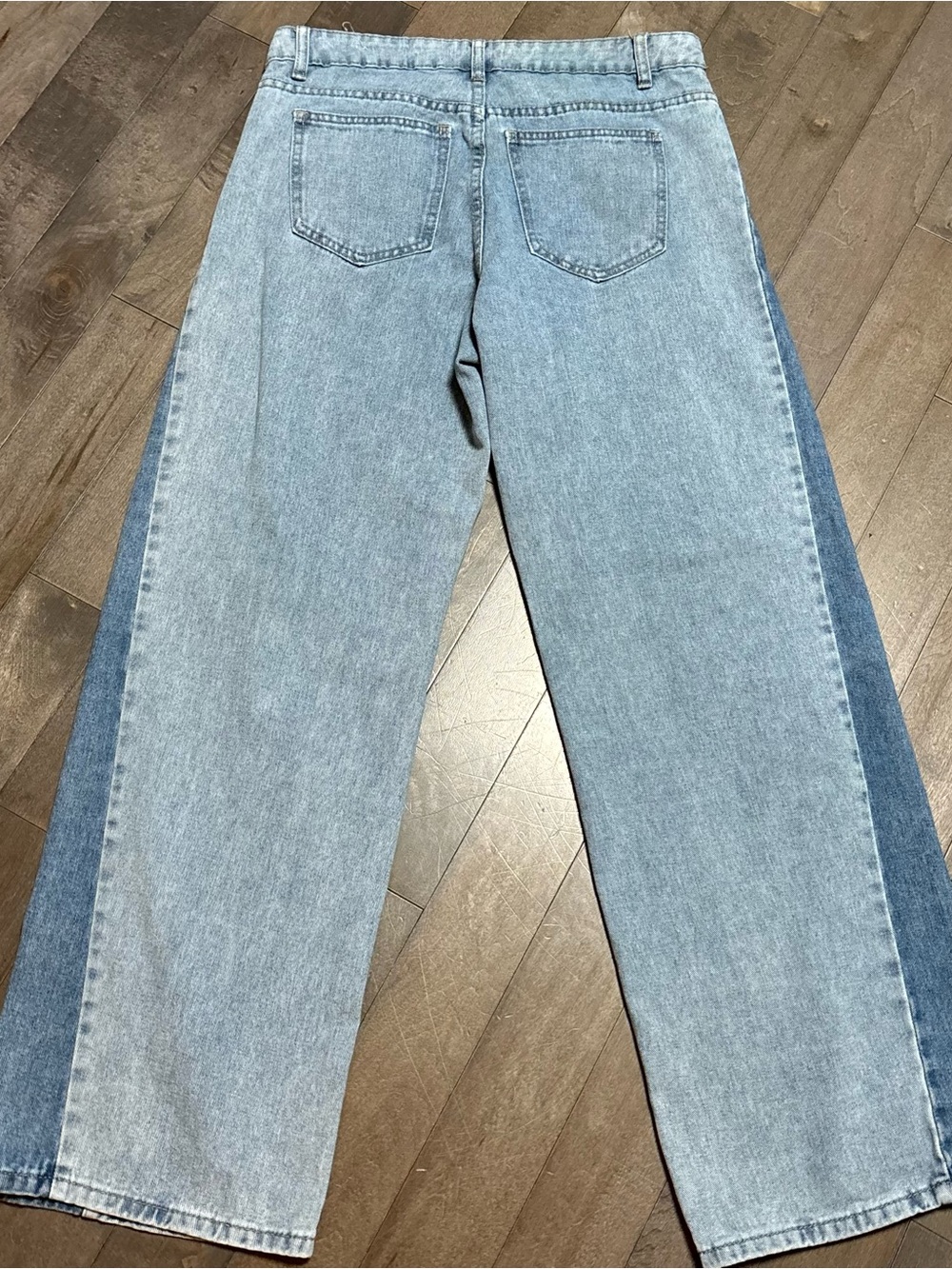 BlueFox Collective Jeans Womens 7 Wide Leg Color Block Light Wash High Rise - Picture 7 of 9